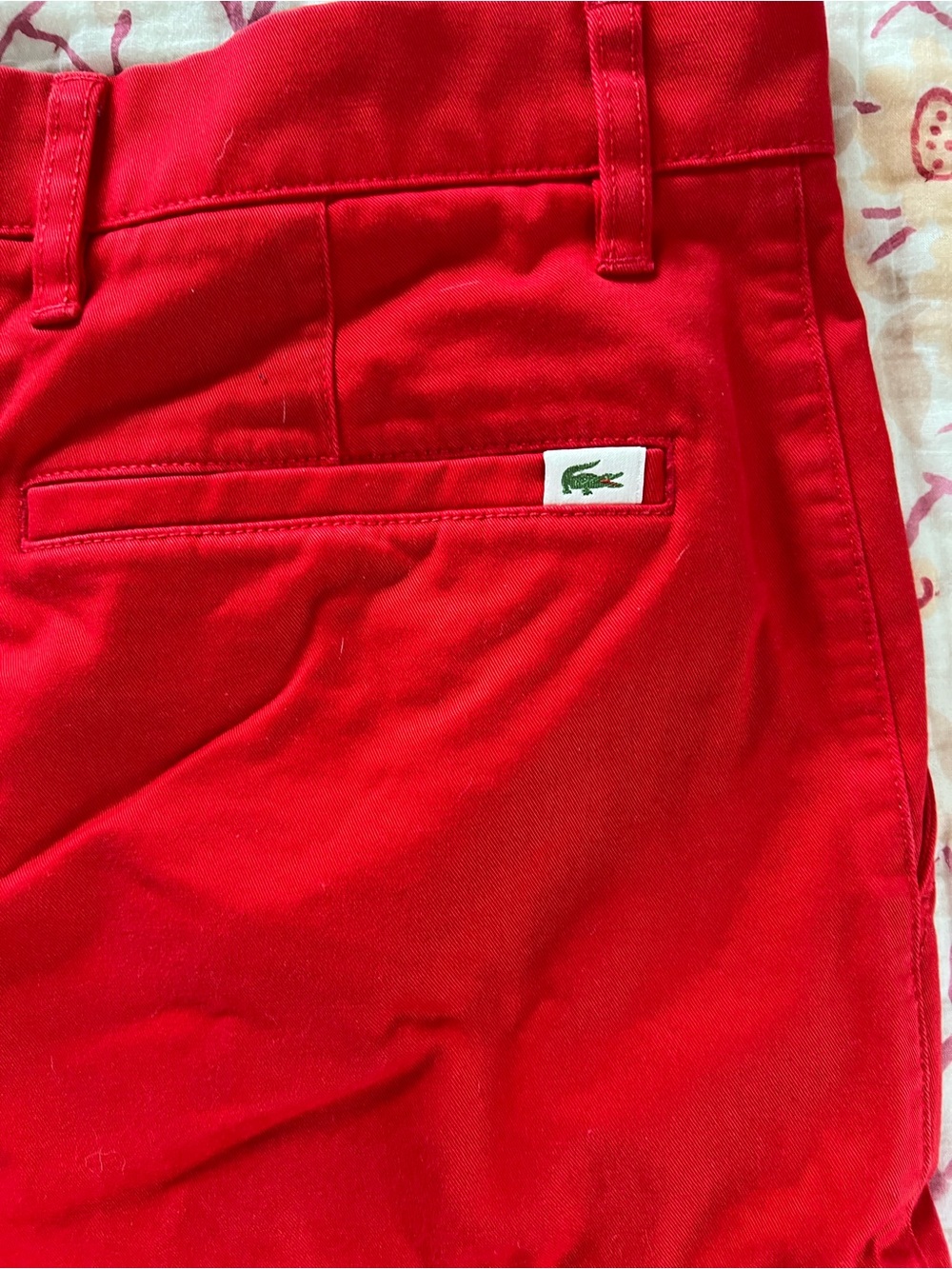 Lacoste Red Slim Fit Shorts with Grey Trim